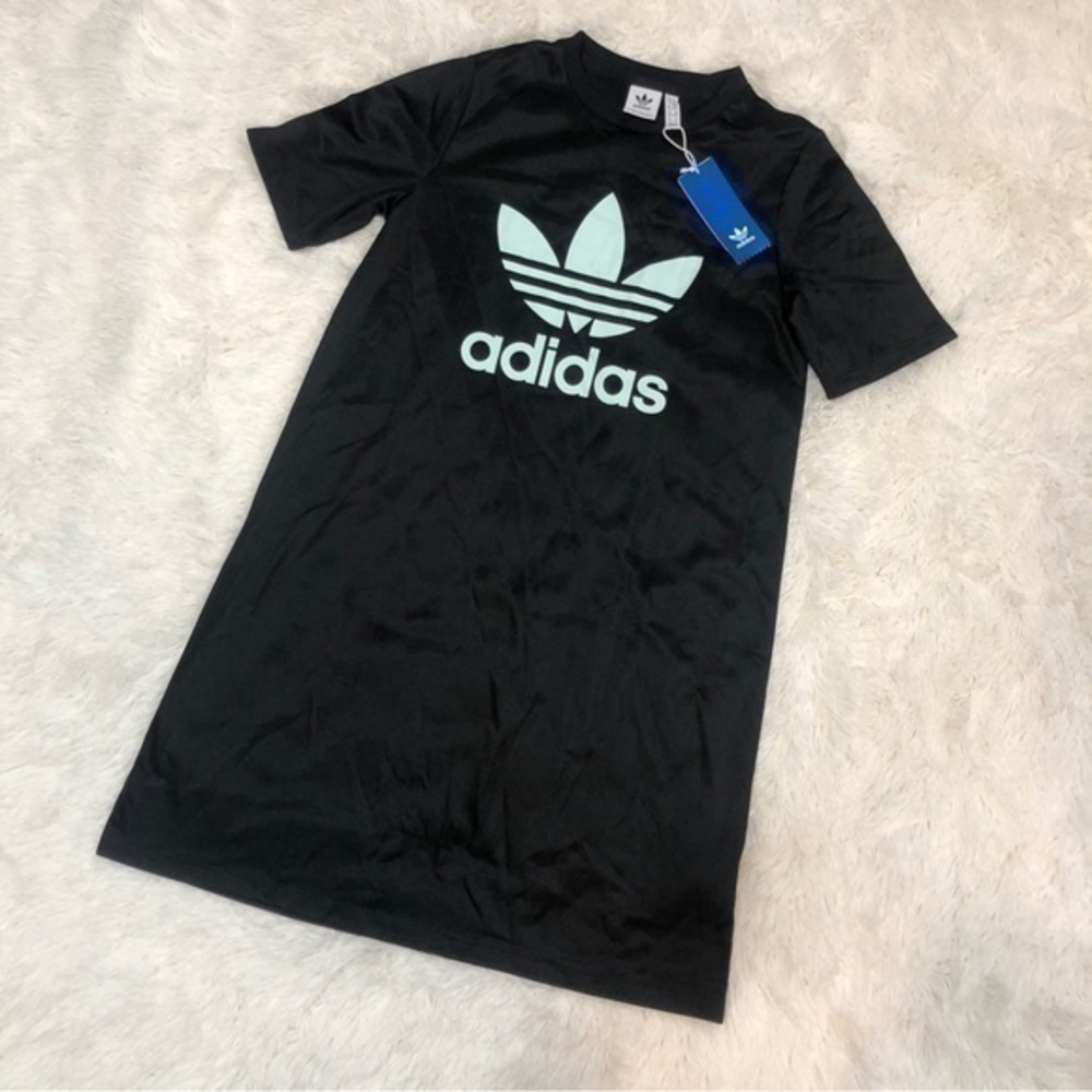NWT Adidas Mint Green & Black Short Sleeved Tee Shirt Dress, Sz. S